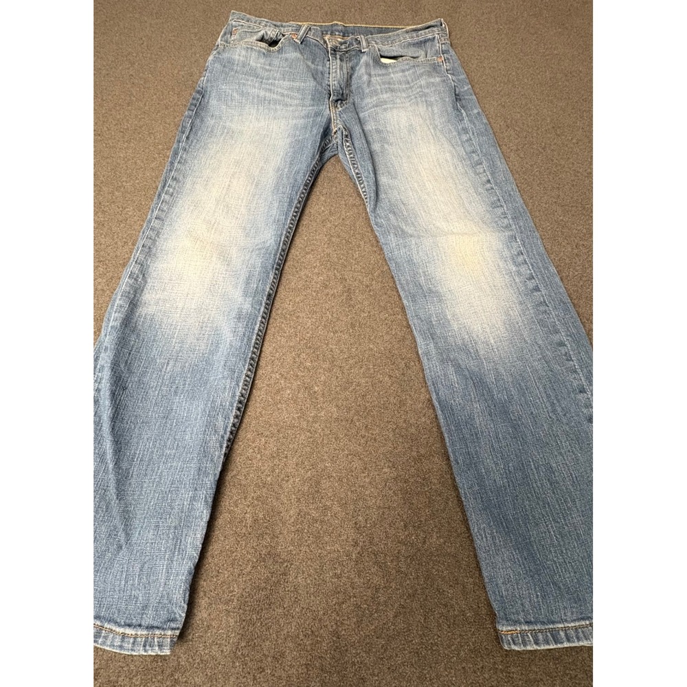 Levis 514 Straight Fit Jeans Mens 34x30 Light Wash Blue Denim Pants 00514-0641